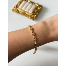 Çelik Zirkon Göz Detaylı Bileklik