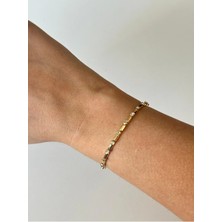 Çelik Zirkon Detaylı Lastik Bileklik