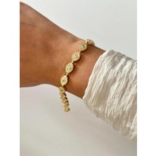 14K Çelik Üzeri Altın Kaplama Zirkon Taşlı Özel Seri Bileklik