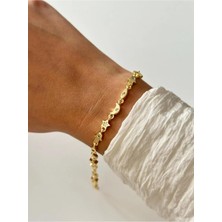 14K Çelik Üzeri Altın Kaplama Zirkon Taşlı Manifest Özel Seri Bileklik