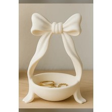 Genç 3D Coquette Fiyonk Takı ve Anahtar Tepsisi | Dekoratif Estetik Takı Tabağı | Fiyonk Organizer