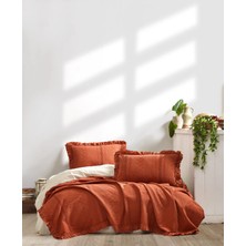 Şaheser Home Collection Tziana Jakarlı Yatak Örtüsü Seti, Fırfır Kenar Detaylı, %100 Pamuk Jakarlı Kumaş (220×240 Cm)