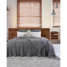 Şaheser Home Collection Oscar Müslin Yatak Örtüsü, %100 Pamuklu Müslin Battaniye, Jakarlı Dokuma, Püsküllü Boho Yatak Örtüsü