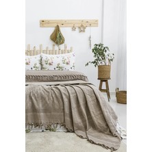 Şaheser Home Collection Viola Pike Takımı, %100 Pamuk Jakarlı Püsküllü Pike Seti, Çiçek Desenli Çarşaf ve Yastık Kılıfı Seti