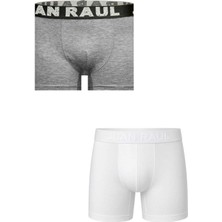 Rizzup Erkek Gri-Beyaz Pamuklu Likralı Boxer 2’li Set – Ultra Konfor – Büyük Beden Boxer 2603116