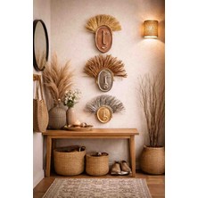 Momiko Bohem Yüzler Serisi – El Yapımı Hasır & Beton Duvar Dekoru