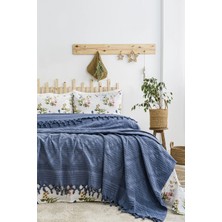 Şaheser Home Collection Viola Pike Takımı, %100 Pamuk Jakarlı Püsküllü Pike Seti, Çiçek Desenli Çarşaf ve Yastık Kılıfı Seti