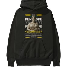 Ankhises Penelope 1 Mitoloji Ön Baskılı Siyah Hoodie Oversize Kapüşonlu Sweatshirt Erkek Kadın
