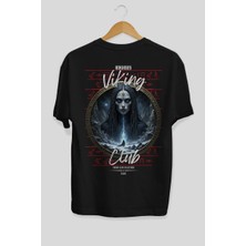 Ankhises Viking Mitolojisi  11 Arka Baskılı Siyah Oversize T-Shirt Erkek Kadın Pamuk Bisiklet Yaka Tişort