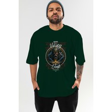 Ankhises Odin 2 Ön Baskılı Yeşil Oversize T-Shirt Erkek Kadın Pamuk Bisiklet Yaka Tişort