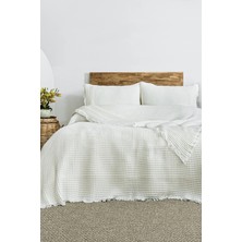 Şaheser Home Collection Norah Jakarlı Waffle Pike Takımı – %100 Pamuk, Çift Kişilik Doğal Dokulu Yatak Örtüsü