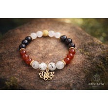 Kristalya Regl Dönemi Rahatlatıcı Bileklik - Pembe Kuvars Ay Taşı  Kan Taşı  Yemen Akik Doğal Taş Bileklik