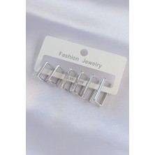 Ne Verelim Size Pirinç Gümüş Renk Dikdörtgen Model Küpe Seti - TJ-BKP8995