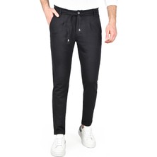 Rizzup Erkek Koyu Lacivert Beli Lastikli Slim Fit Likralı Duble Paça Penye Spor Pantolon 2502385