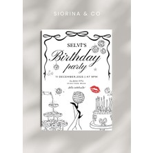 Siorina Events Kişiye Özel Doğum Günü Kartı / Davetiyesi -5 Adet