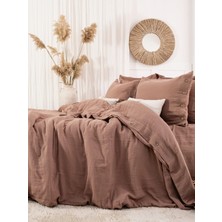 Şaheser Home Collection Vetro Müslin Nevresim Takımı, Düğmeli Tasarımlı, %100 Pamuk Müslin Kumaş, 6 Parça Yatak Odası Seti