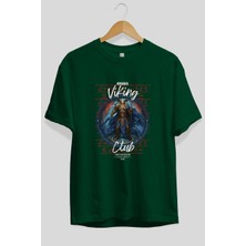 Ankhises Heimdall Ön Baskılı Yeşil Oversize T-Shirt Erkek Kadın Pamuk Bisiklet Yaka Tişort