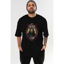 Ankhises Loke 1 Ön Baskılı Siyah Oversize T-Shirt Erkek Kadın Pamuk Bisiklet Yaka Tişort