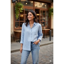 Jadewear Keten Look Owersize Gömlek