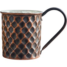 Moda Bakır Bakır Kulplu Bardak Petekli Oksit