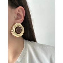 Çelik Loli Kemik Kahve Küpe