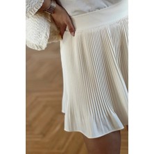 Fashion Cocktail Astarı Şortlu Pileli Pliseli Beli Lastikli Ofis Günlük Gecelik Mini Dalgalı Hareketli Şort Etek