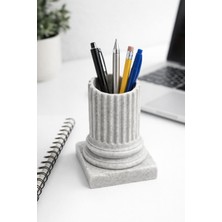 BB Craft Mermer Görünümlü Sütun Kalemlik – Dekoratif Masaüstü Organizer – 9.5 cm