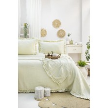 Şaheser Home Collection Marta Jakarlı Yatak Örtüsü Seti, Fırfırlı Kenar Detaylı %100 Pamuk Jakarlı Kumaş, Yumuşak Dokulu