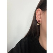 Çelik Gold Mng Bordo Küpe