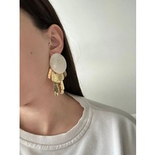 Akrilik Püsküllü Oval Küpe