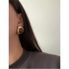 Kadın Çelik Gold Trin Kahve Küpe