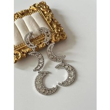 Çelik Zirkon Tasarım Zr Ay Küpe