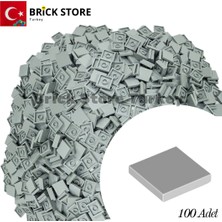 LEGO Yedek PARÇALAR,100 Adet 2x2 Tile Düz Fayans Parçası, Açık Gri (Light Bluish Gray ), 3068