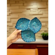 Sharp & Art Seramik Kahvaltılık, Sosluk, Çerezlik ve Sunum Tabağı, 3 Bölmeli Elişlemesi