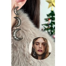 Çelik Zirkon Tasarım Zr Ay Küpe