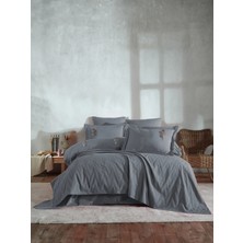 Şaheser Home Collection Noris Saten Pike Takımı, El Nakışı Detaylı %100 Pamuk Saten, Jakarlı Dokuma 7 Parça Yatak odası seti