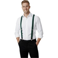 Rizzup Unisex Yeşil Derili Esneyebilen Lastik Ayarlanabilir Metal Klipsli Pantolon Askısı 2602025
