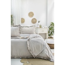 Şaheser Home Collection Marta Jakarlı Yatak Örtüsü Seti, Fırfırlı Kenar Detaylı %100 Pamuk Jakarlı Kumaş, Yumuşak Dokulu