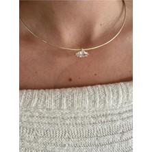 Çelik Zirkon Damla Taş Choker