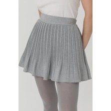 Fashion Cocktail Astarı Şortlu Pileli Pliseli Beli Lastikli Ofis Günlük Gecelik Mini Dalgalı Hareketli Şort Etek