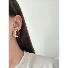 Çelik Julya Bordo Küpe