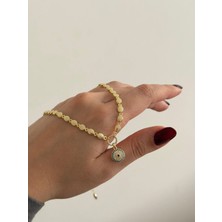 Çelik Özel Koleksiyon Arpa Zincir Nazar Detaylı Kolye