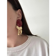 Akrilik Püsküllü Oval Küpe