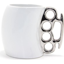 Meks Porselen Spor Aleti Tasarımlı Kupa Bardak Gümüş Renk