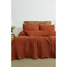 Şaheser Home Collection Norah Jakarlı Waffle Pike Takımı – %100 Pamuk, Çift Kişilik Doğal Dokulu Yatak Örtüsü