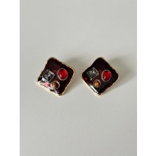 Mineli Kahverengi Vintage Küpe