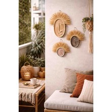 Momiko Bohem Yüzler Serisi – El Yapımı Hasır & Beton Duvar Dekoru 3