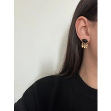 Çelik Gold Mng Siyah Reny Küpe