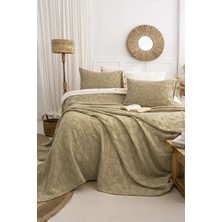 Şaheser Home Collection Bambi Jakarlı Yatak Örtüsü Seti, Yaprak Desenli, %100 Pamuk Jakarlı Kumaş, 3 Parça Yatak odası seti