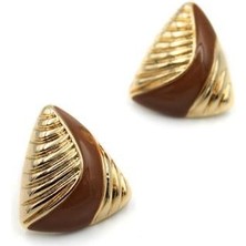 Beta Moda Hub Mineli Küpe - Kahverengi